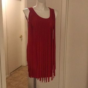 Red fringe mini dress